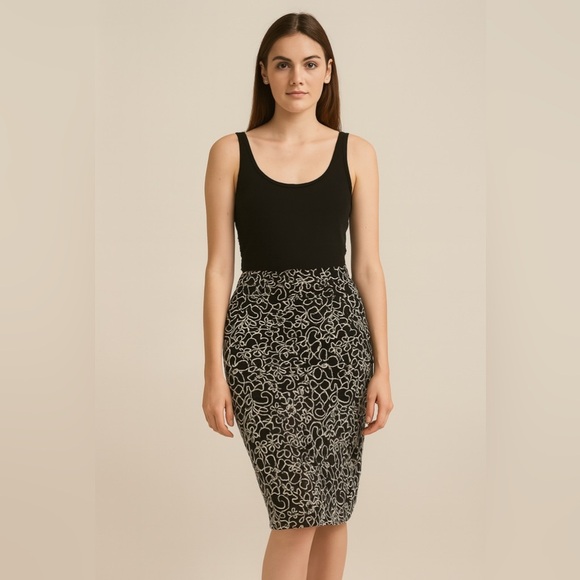 Aqua Dresses & Skirts - Aqua Monochrome Floral Pencil Skirt.  Size-Small